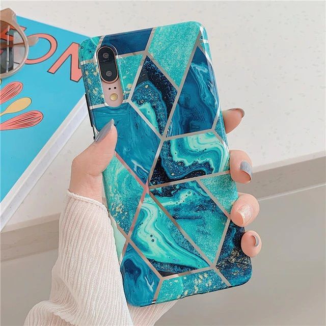 iPhone 12 Mini hoesje marble blue backcover case