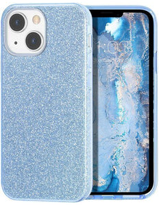 iPhone 15 Pro hoesje Silicone Case cover glitters blauw