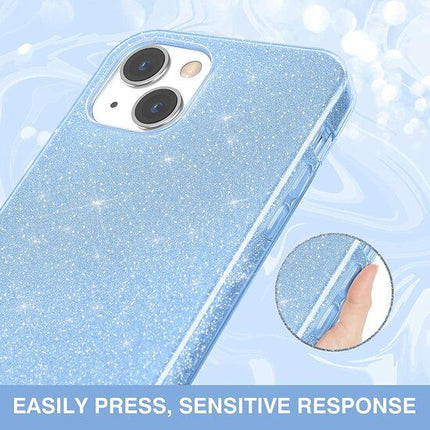 iPhone 15 Plus hoesje silicone case cover glitters blauw