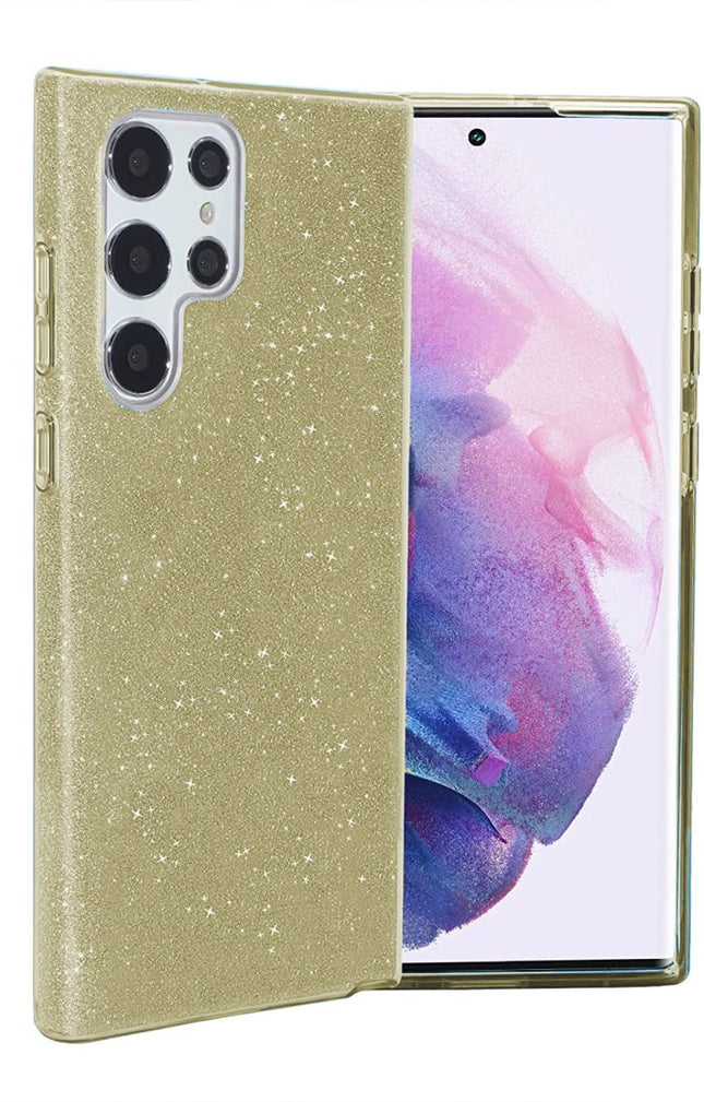 Samsung Galaxy S24 Ultra hoesje Glitter Backcover goud