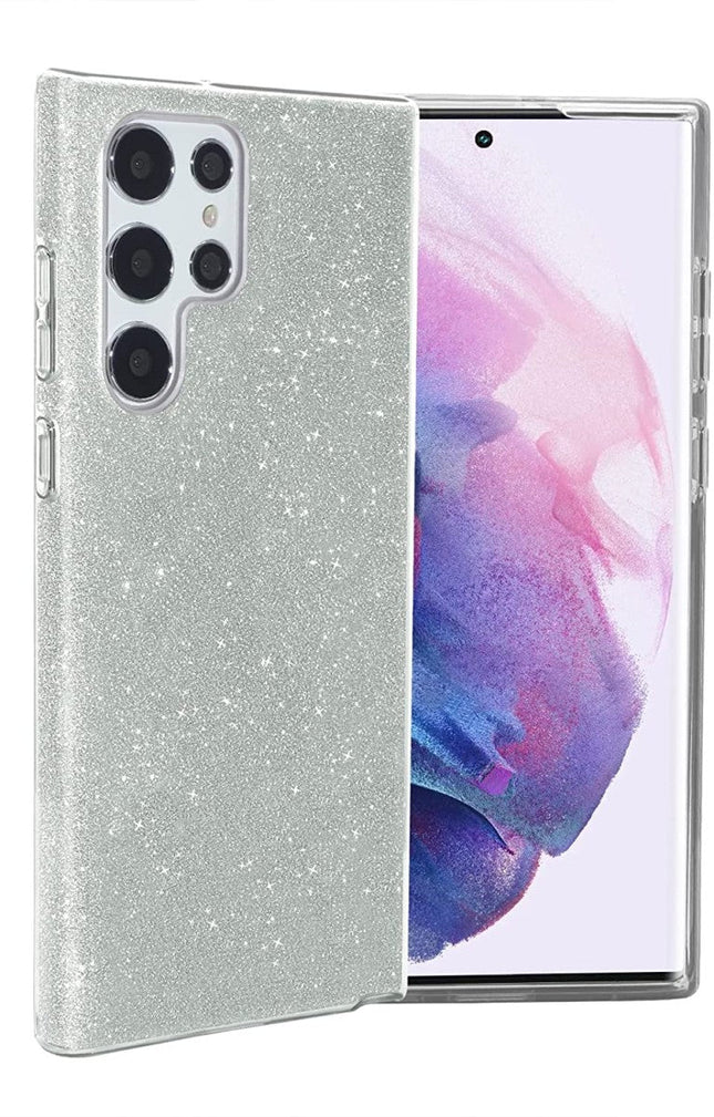 Samsung Galaxy S24 hoesje Glitter Backcover zilver