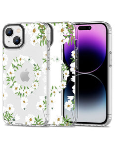 iPhone 15 hoesje case backover white daisy