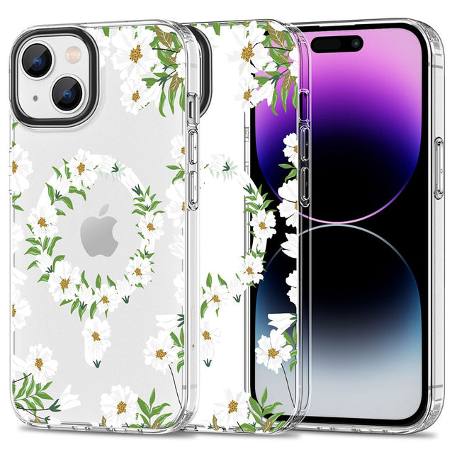 iPhone 15 hoesje case backover white daisy