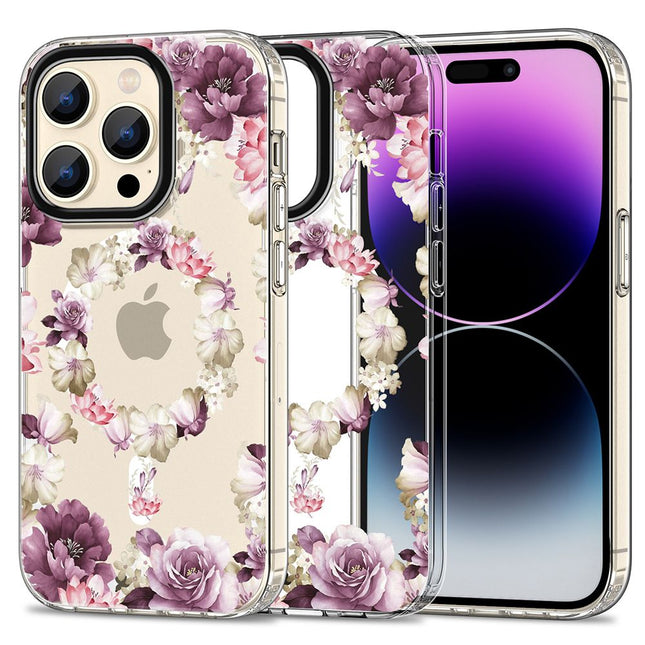 iPhone 15 Pro hoesje case backover roze floral