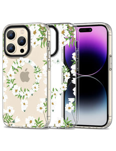 iPhone 15 Pro hoesje case backover white daisy