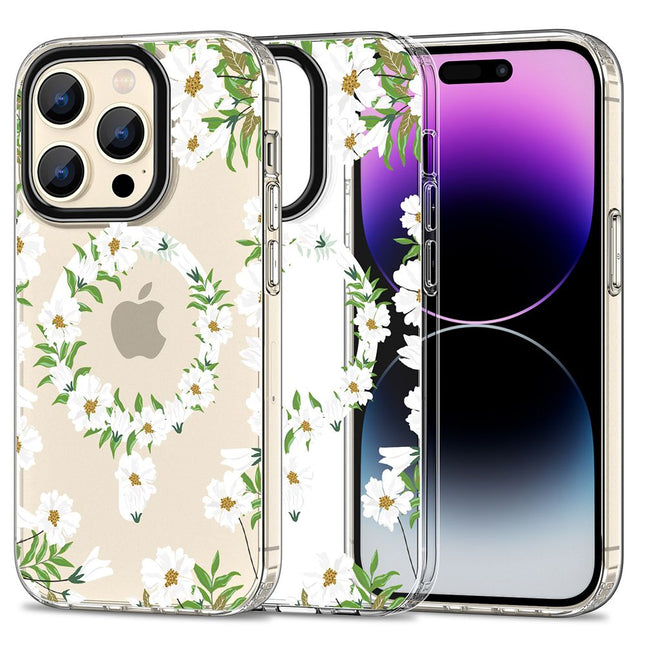 iPhone 15 Pro hoesje case backover white daisy