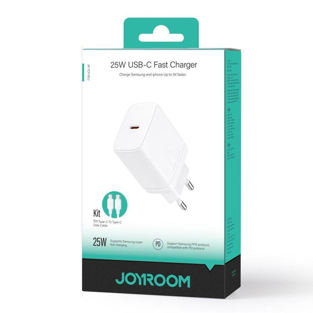 Joyroom JR-TCF11 snellader met een vermogen tot 25W + USB-C/USB-C kabel 1m - wit
