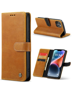 iPhone 15 Pro echte leer hoesje boekcase wallet case