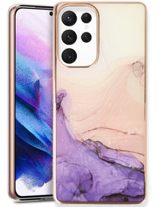 Samsung S24 Ultra Hoesje Marmer Backcover Case paars