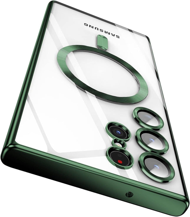 Samsung Galaxy S24 Ultra hoesje groen Clear Magnetic Magsafe Lens Protection Case