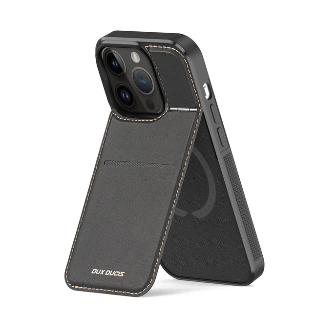 3in1 Portemonnee Hoesje met Standaard voor iPhone 14 Pro MagSafe RFID Blocker Dux Ducis Rafi Mag - Zwart