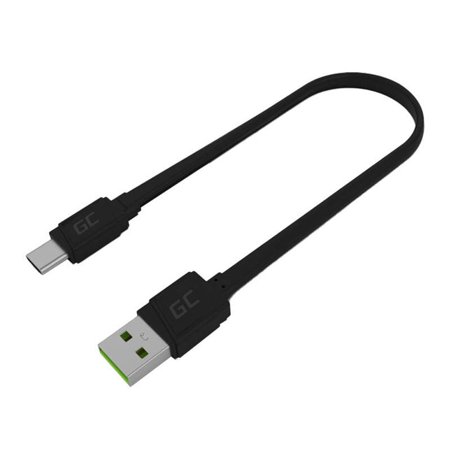 Kabel USB - USB-C Green Cell GCmat, 25 cm, met Ultra Charge, QC 3.0