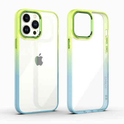 iPhone 15 Pro Max hoesje silicone case cover rainbow groen-blauw