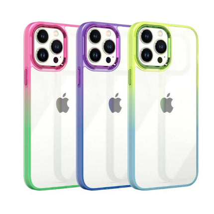 iPhone 15 Pro Max hoesje silicone case cover rainbow groen-blauw