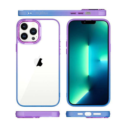 iPhone 15 Pro Max hoesje silicone case cover rainbow paars blauw