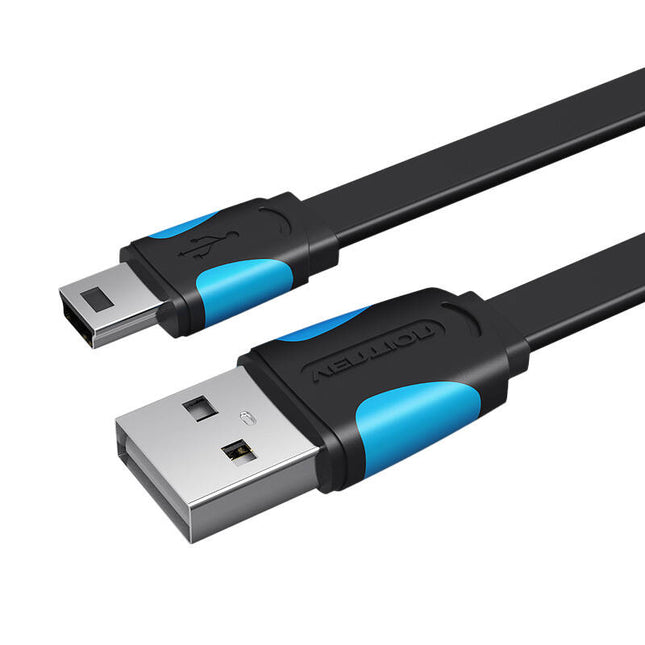 Platte USB 2.0 A naar Mini 5-pins kabel Ventie VAS-A14-B100 1m Zwart