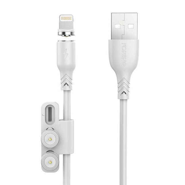 Foneng X62 magnetische 3in1 USB naar USB-C / Lightning / micro-USB-kabel, 2.4A, 1m (wit)