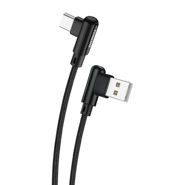 Foneng X70 Haakse USB naar USB-C kabel, 3A, 1m (zwart)