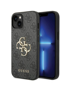 Guess 4G Big Metal Logo hoesje voor iPhone 15 - grijs