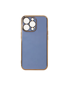 Lighting Color Case voor iPhone 12 Pro Max blauwe gelcover met gouden frame
