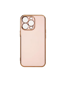 Lighting Color Case voor iPhone 12 Pro Max roze gelcover met gouden frame