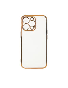 Lighting Color Case voor iPhone 12 Pro Max witte gelcover met gouden frame