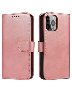 iPhone 15 hoesje boekcase wallet case met ruimte voor pasjes magneet roze