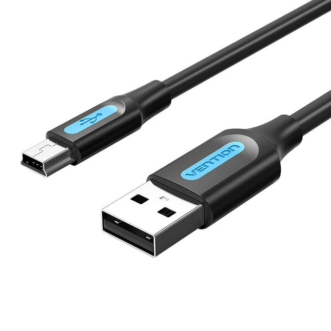 USB 2.0 A naar Mini-B kabel Ventie COMBH 2m Zwart PVC
