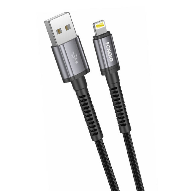 USB-kabel voor Lightning Foneng X83, 2.1A, 1m (zwart)