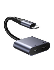2-in-1 audioadapter Joyroom SY-L02 Lightning naar Double Lightning (zwart)