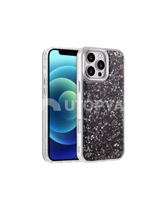 Hoesje zwart bling glitters backcover iPhone 16e / 17e