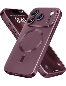 iPhone 18 Pro Max /17 Pro Max - Metallic Painted Magnetic Magsafe Case - Burgundy