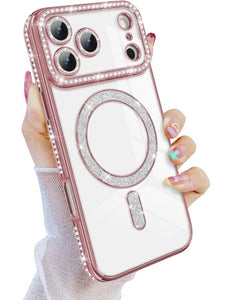 Luxury Sparkle Magnetic Camera Protection Case - iPhone 18 Pro/17 Pro - Rosegoud