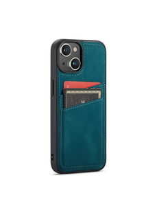 iPhone 15 Plus hoesje met ruimte achter voor pasjes groen