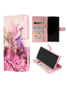 iPhone 15 Pro Hoesje Bookcase Print Marmer Paars