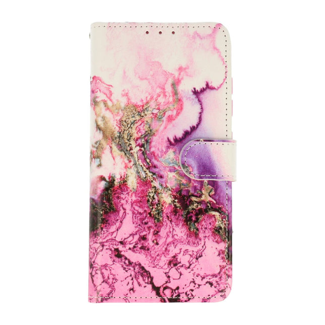 iPhone 15 Hoesje Bookcase Print Marmer Paars