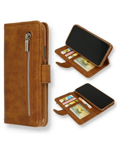 iPhone 11 hoesje bookcase wallet case bruin met rits