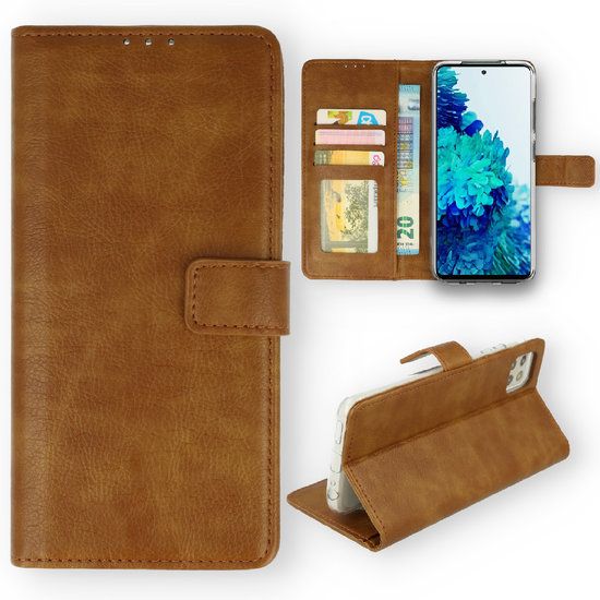 Samsung Galaxy A12 / Samsung Galaxy M12 hoesje mapje wallet case boekcase bruin