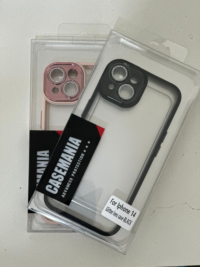 Stylish Camera Protection Glitter Case - iPhone 14 lila