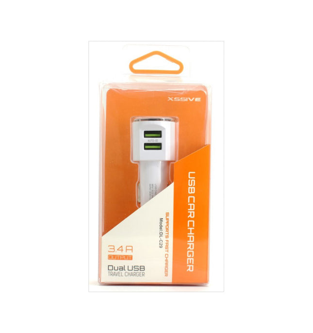 Autolader Oplaad Adapter incl. iPhone USB Kabel - 2 USB Poorten - car charger