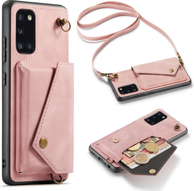 iPhone 11 - Pale Pink Luxe Back Cover met Koord - Wallet Case - Pasjeshouder