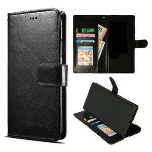 Motorola Moto E6S / E6i  hoesje zwart Bookcase Mapje - hoesje - Wallet Case