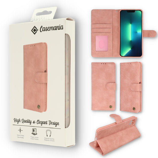 iPhone 13 mini hoesje mapje roze Bookcase wallet case met ruimte voor pasjes