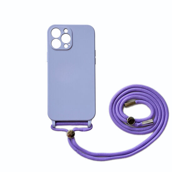 iPhone 7 Plus / iPhone 8 Plus hoesje 2mm Silicone met Koord touw lila kleur