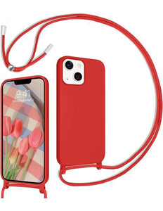 CaseMania iPhone 14 Plus hoesje 2mm Silicone met Koord Rood