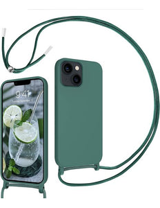 CaseMania iPhone 14 Pro Max hoesje 2mm Silicone met Koord Groen