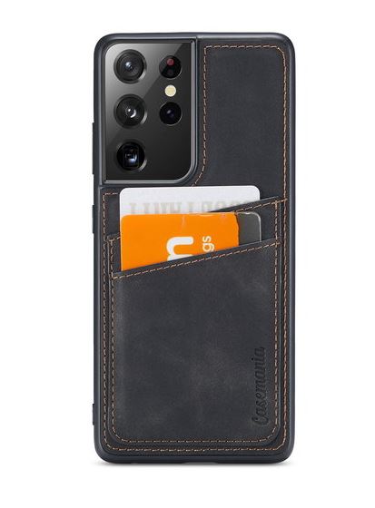 Samsung S21 Ultra - Zwart Casemania Luxe Pocket Backcover