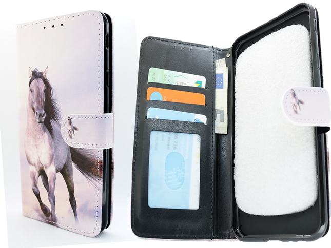 Samsung Galaxy A41 hoesje paarden opdruk- Wallet case  horse print booktype