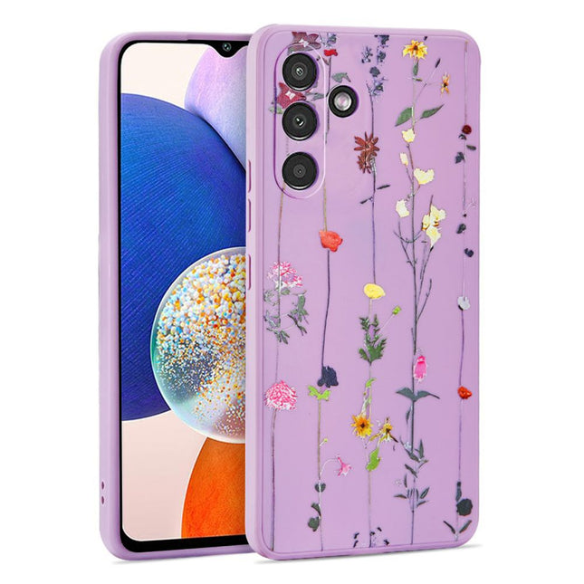 Samsung Galaxy A34 5G hoesje case garden print paars