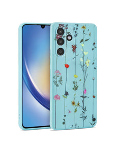 Samsung Galaxy A54 5G hoesje case garden print blauw